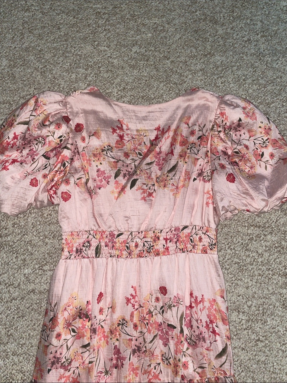 Taylor Pink Floral Maxi Dress with Puff Sleeves - Picture 7 of 7
